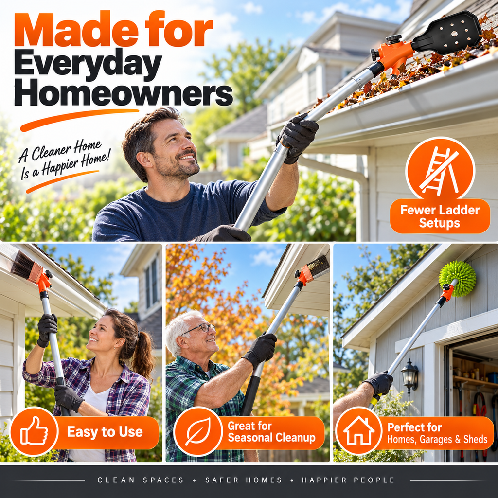 Multifunctional gutter cleaning tool