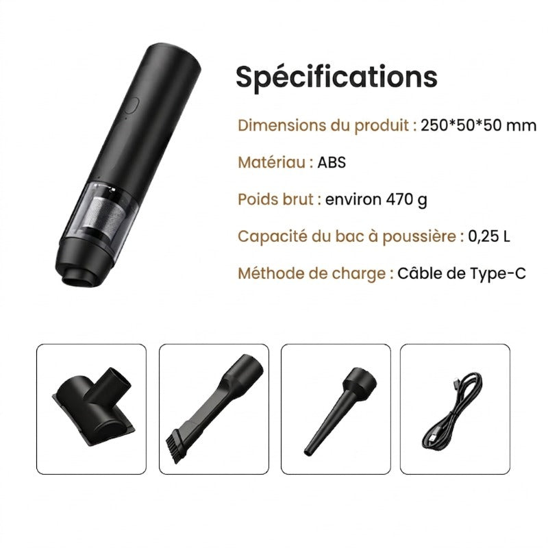 Hot Sale Aspirateur de voiture sans fil Slim V8 Mate haute puissance 13000Pa/30AW