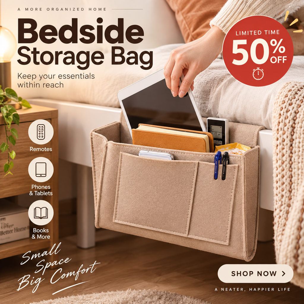 Tidy your nightstand in a flash Tool-free slide storage