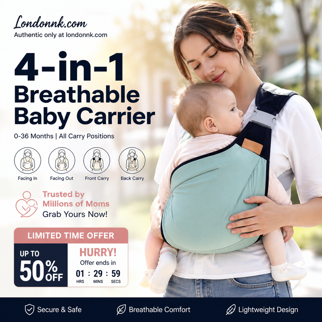 Porte-bébé respirant 4 en 1, de 0 à 36 mois, face au parent ou face au monde, ventral ou dorsal. Confort et mains libres pour les parents et le bébé.