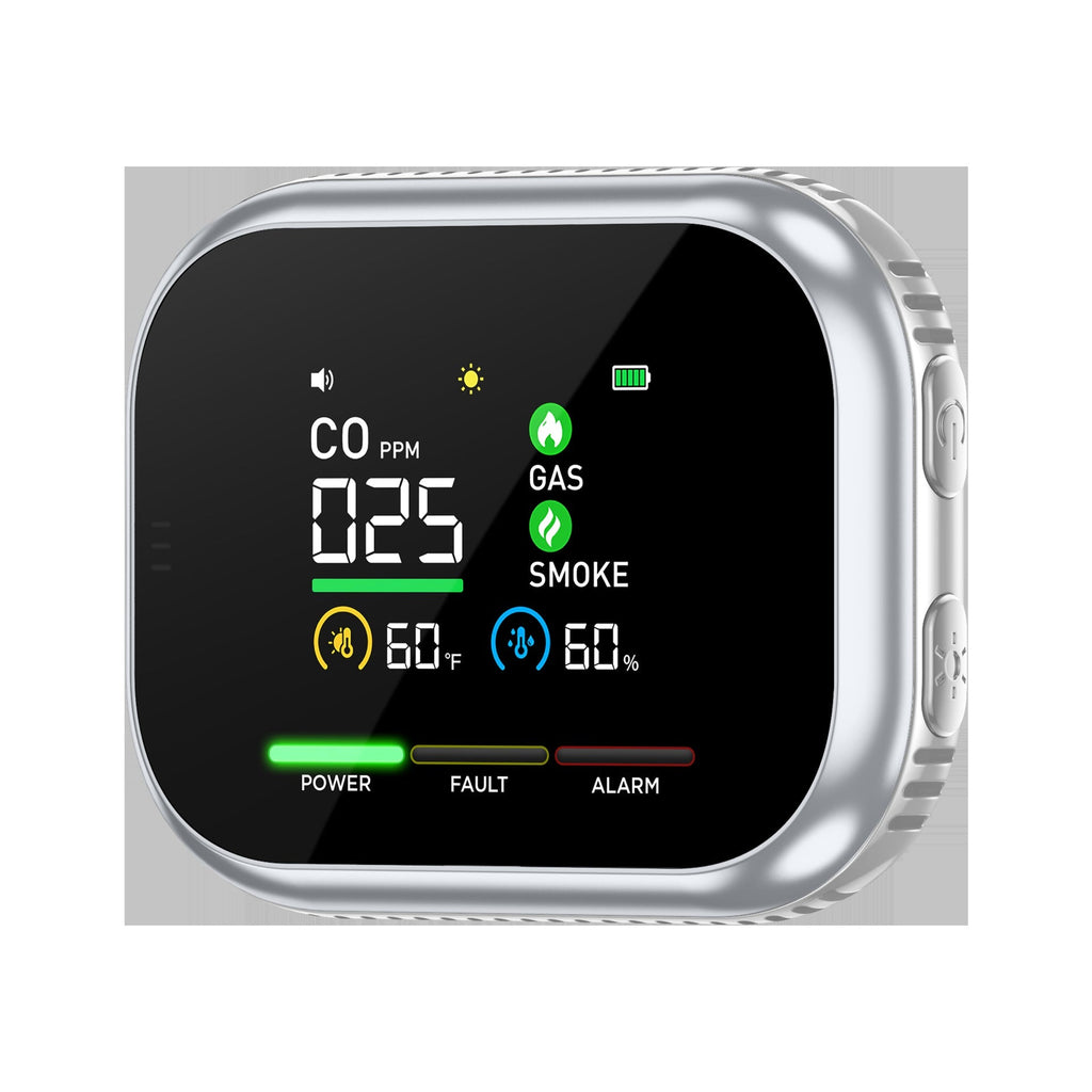 Portable multi-gas detector with LCD display and backup battery